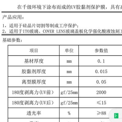 需求UV热解粘保护膜 