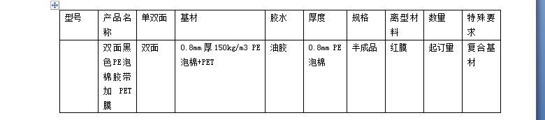 0.8mm黑PE泡棉+PET复合基材