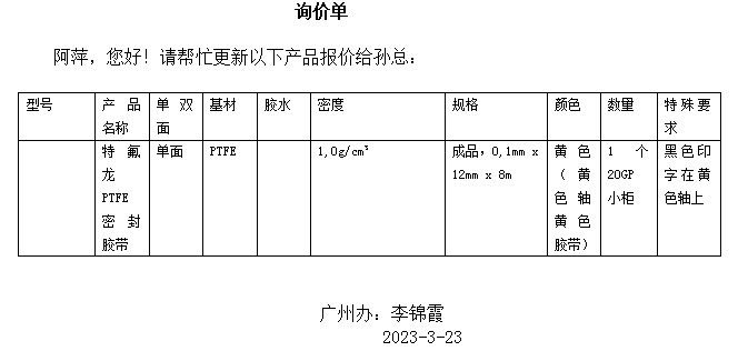 气体密封特氟龙PTFE胶带